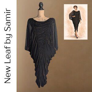 Vintage 1980s New Leaf by Samir Black Draped Lurex Dress | Size 5/6